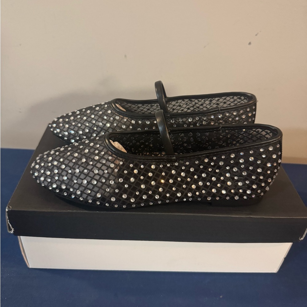 Madden NY Mesh MaryJane Flats black and Silver